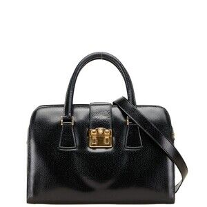 Gucci top handle 2way satchel Pebbled Black